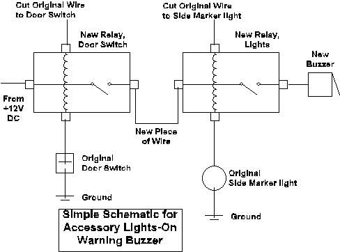 Simple Schematic for Accessory Lights-On Warning Buzzer